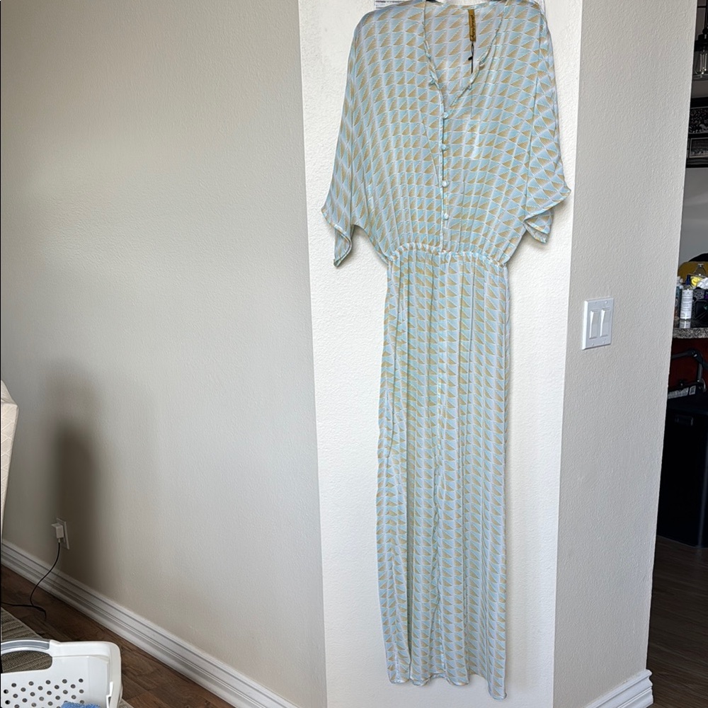 Rachel Pally Ruba Blue and yellow bathsuit cover up dress